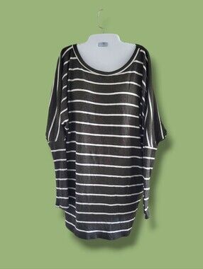 Wantable | Oversize Olive/White Stripe Long Sleeve Dolman Tunic Sweater (SIZE M)